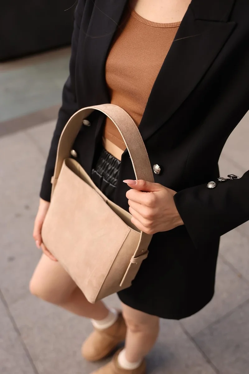 باهلس Suede Women's Soft Leather Adjustable Shoulder Bag