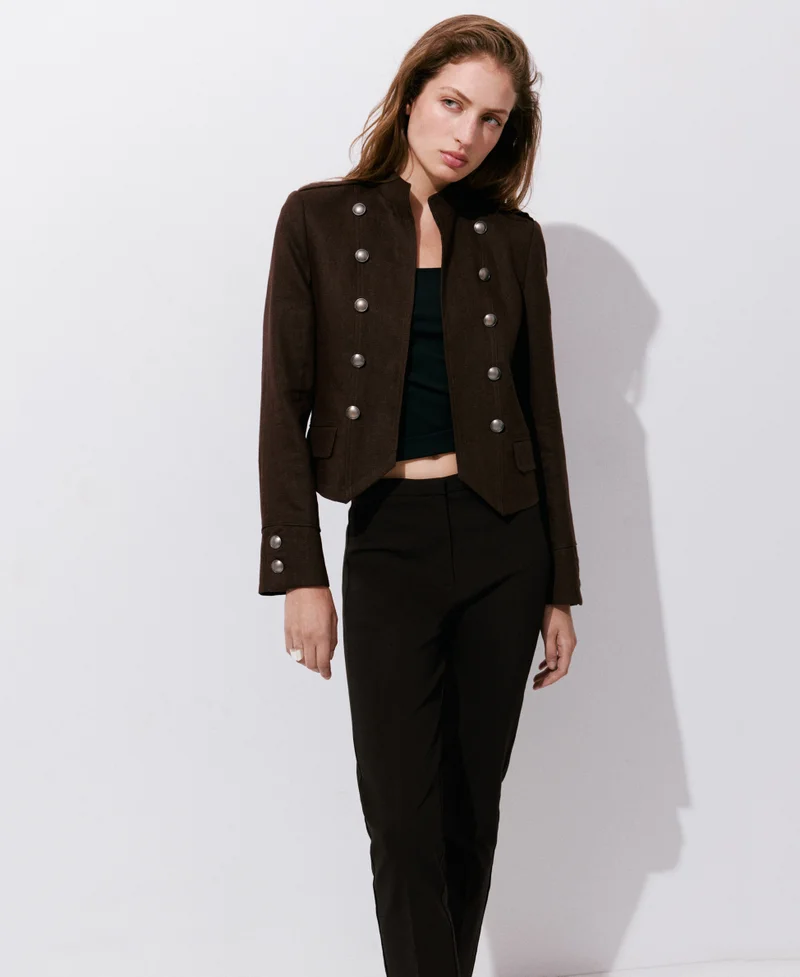 Mango 32-CHOCOLATE Straight-Cut Crop Trousers for Women | Best Price UAE