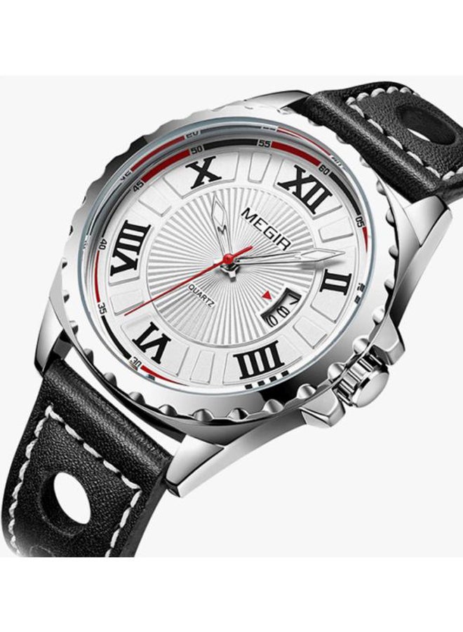 MEGIR men Leather Analog Watch bg-1 - Image 2