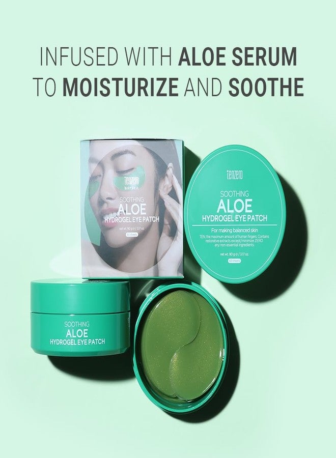 tenzero Soothing Aloe Hydrogel Eye Patch 60 Patches (90g), Aloe Vera Treatments for Puffy Eye, Fine Lines, Soothing, Eye Puffiness Reducer, Hydrating Eye Pads, Korean Under Eye Masks Skincare - Image 2