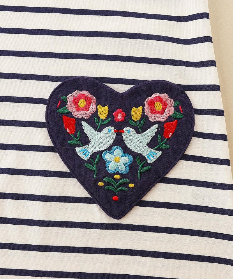 Bumeex Kids Little Toddler Girls Dresses Clothes Fall Winter Long Sleeve Spring Cotton Casual Cute Clothing Outfits Whte/Navy Stripe 3t - Image 5