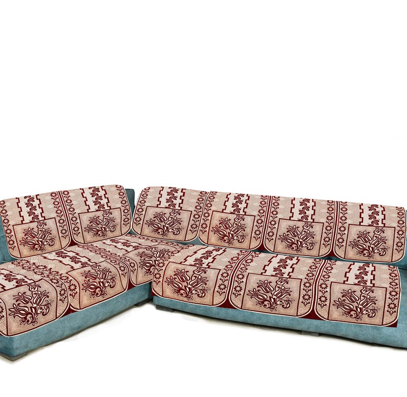 Dazzling DECOR L Shape Velvet Sofa Cover Set for Living Room -Printed Sofa Back Slip Covers Panels 3 and 2 and 1 Seater Cover for Long Sofa Couch - Premium Stylish Slip Protector, Maroon_1001 - Image 2