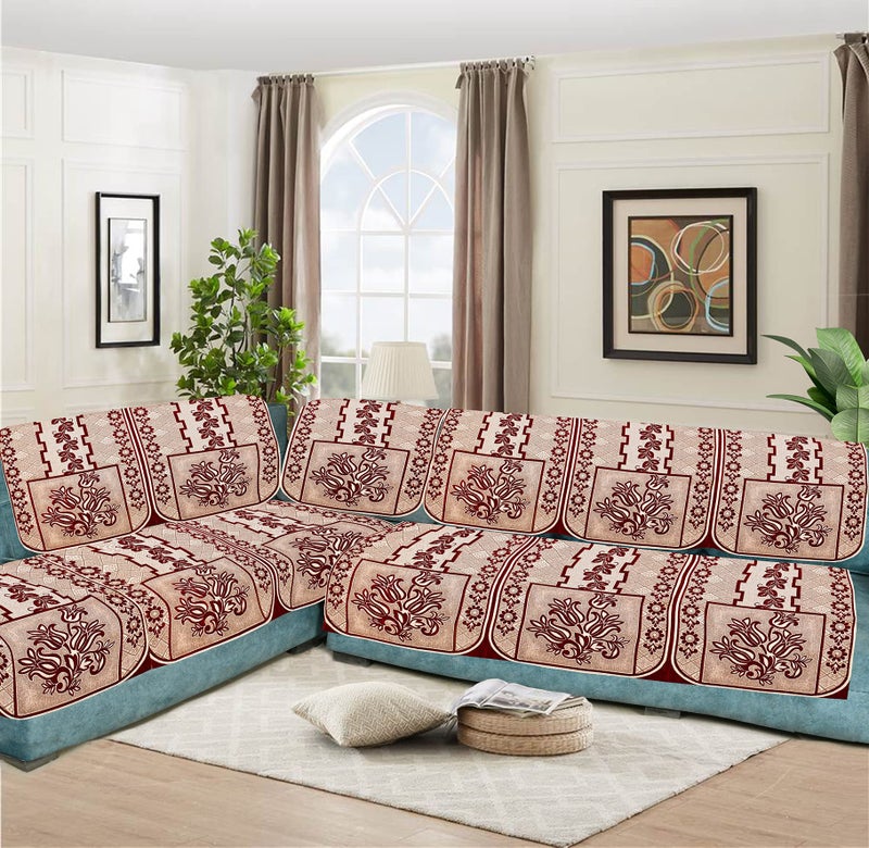 Dazzling DECOR L Shape Velvet Sofa Cover Set for Living Room -Printed Sofa Back Slip Covers Panels 3 and 2 and 1 Seater Cover for Long Sofa Couch - Premium Stylish Slip Protector, Maroon_1001 - Image 5