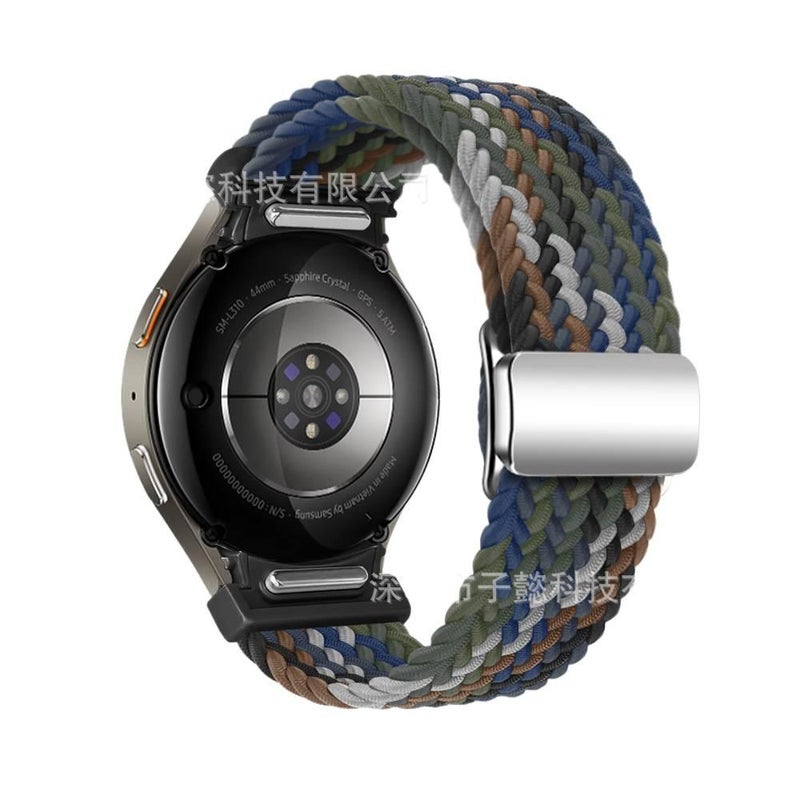 سوار ساعة ذكية باللون أسود قابل للتعديل سوار نايلون حلقي متوافق مع Samsung Galaxy Watch 7 بملاءمة قابلة للتعديل وحزام بديل - Image 1