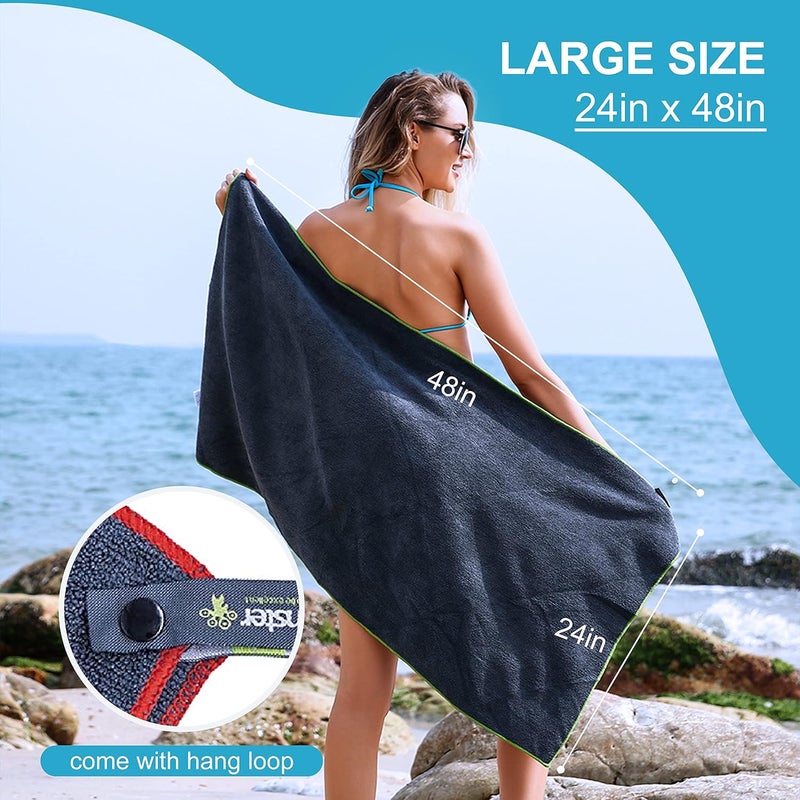 4Monster 4 Pack Microfiber Camping Towel Quick Dry, Super Absorbent Travel Towel with Waterproof Bag, Lightweight Boat Towel for RV, Sport, Gym, Beach, Pool, Swim,Family Trip - Image 5