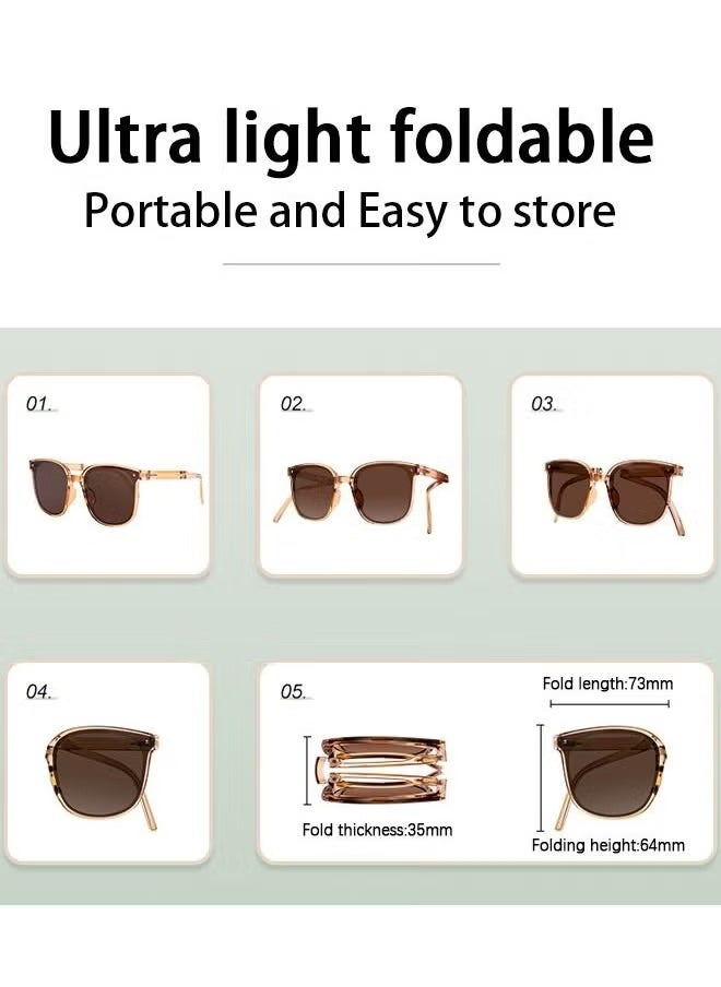 Generic Foldable Sunglasses, Ultralight Classic Square Sunglasses Frame, Easy to Carry UV375 Protection Lenses (Black)  - Image 5