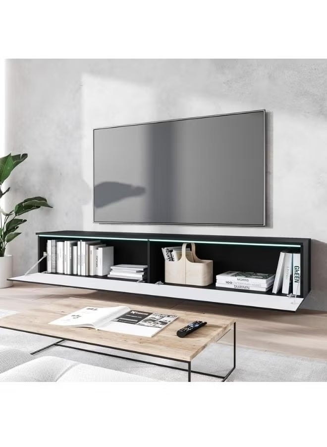 الزخارف للمفروشات وحدة تلفزيون Al Zakharef Alone – وحدة ترفيه حديثة باللون الأسود (180 سم) - Image 4