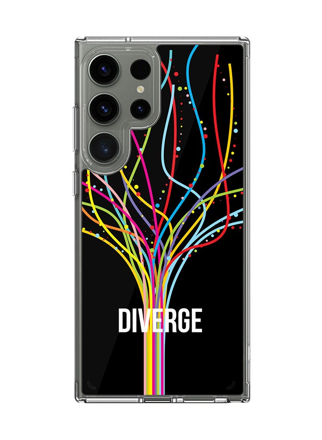 Stylizedd حافظة شفافة كلاسيكية لهاتف سامسونج جالاكسي S25 ألترا، حافظة هجين ذات حواف مرنة TPU PC جل رقيقة شفافة - Diverge (أسود) طباعة كاملة - Image 1