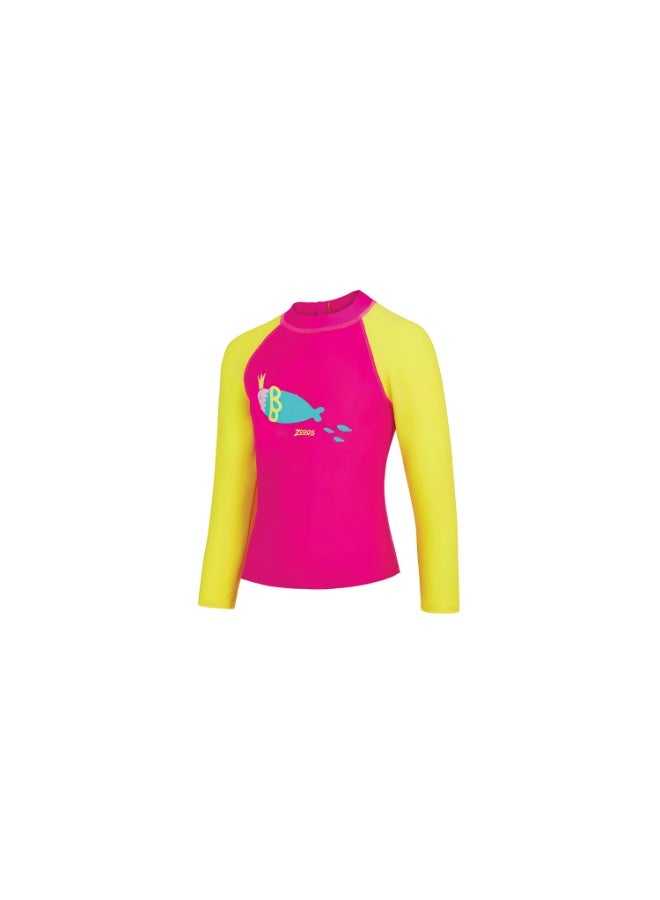 Zoggs Kids Super Star Long Sleeve Sun Top Rash Guard | UPF 50+ Protection, Quick-Dry Lightweight Fabric, Chlorine Resistant, Front Zip Comfort Fit for Beach & Pool Days | - Image 1