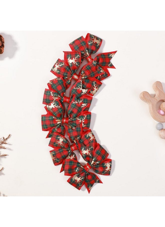 choicbaby Choicbaby 3 Inches Christmas Hair Bows for Girls Red Hair Bows Clips for Toddler Christmas Plaid Toddler Bows Grosgrain Ribbon Kids Hair Accessories 6 Pack  - Image 2
