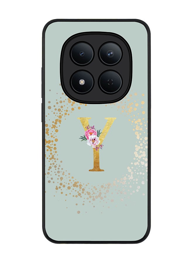 For Xiaomi Redmi Note 15 Pro 5G Case,Slim fit Camera Protection, Shockproof Thin Phone cover  - Custom Monogram Floral - Y  (Light Grey )