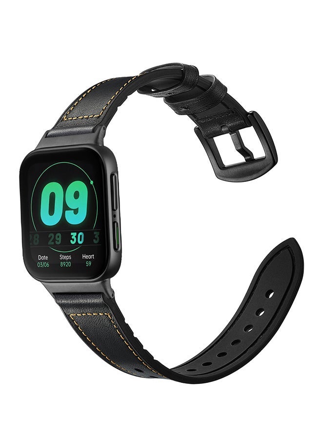 NIBEMINENT Silicone Leather Watch Band For Oppo 46mm Black - Image 1