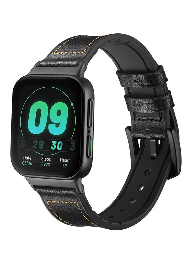 NIBEMINENT Silicone Leather Watch Band For Oppo 46mm Black - Image 2