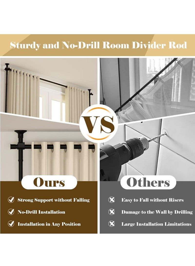 XiuWoo Adjustable Freestanding Room Divider, Drilling Free Tension Curtain Rods, Floor to Ceiling Wall Divider Rod, Heavy Duty Partition Dividers Rods  - Image 2