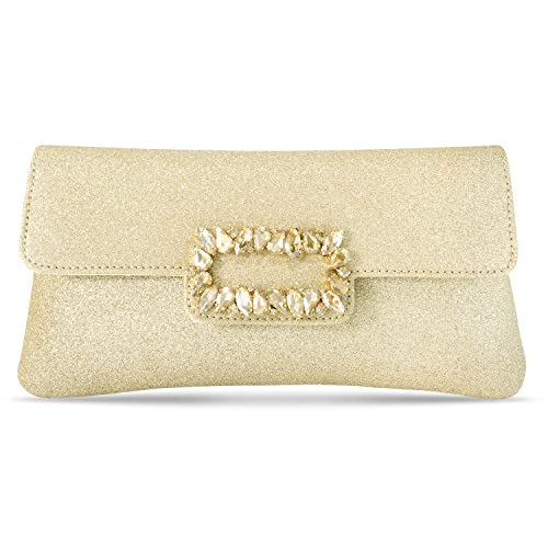 Peora Gold Clutch Purses for Women Girls Wedding Handmade Evening Handbags Party Bridal Clutch - Image 1