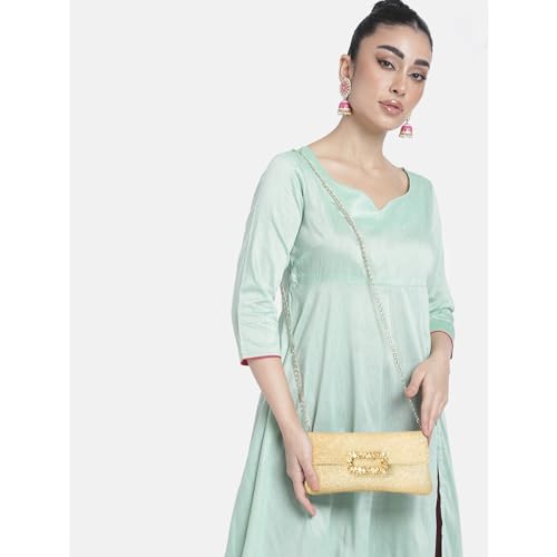 Peora Gold Clutch Purses for Women Girls Wedding Handmade Evening Handbags Party Bridal Clutch - Image 4