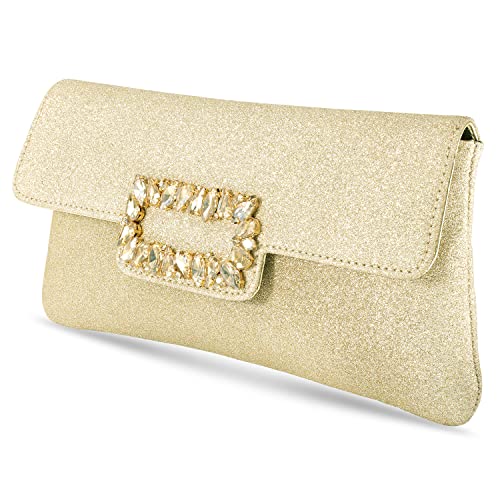 Peora Gold Clutch Purses for Women Girls Wedding Handmade Evening Handbags Party Bridal Clutch - Image 5
