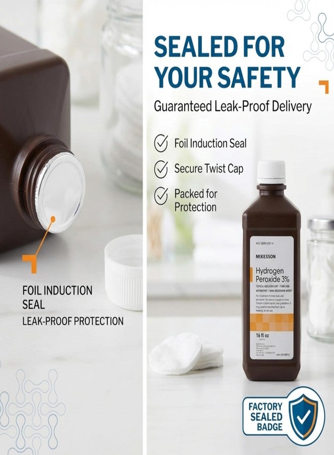McKesson Hydrogen Peroxide 3%, 16 oz [Pack of 1] Topical Solution USP, First Aid Antiseptic, Oral Debriding Agent - Image 3