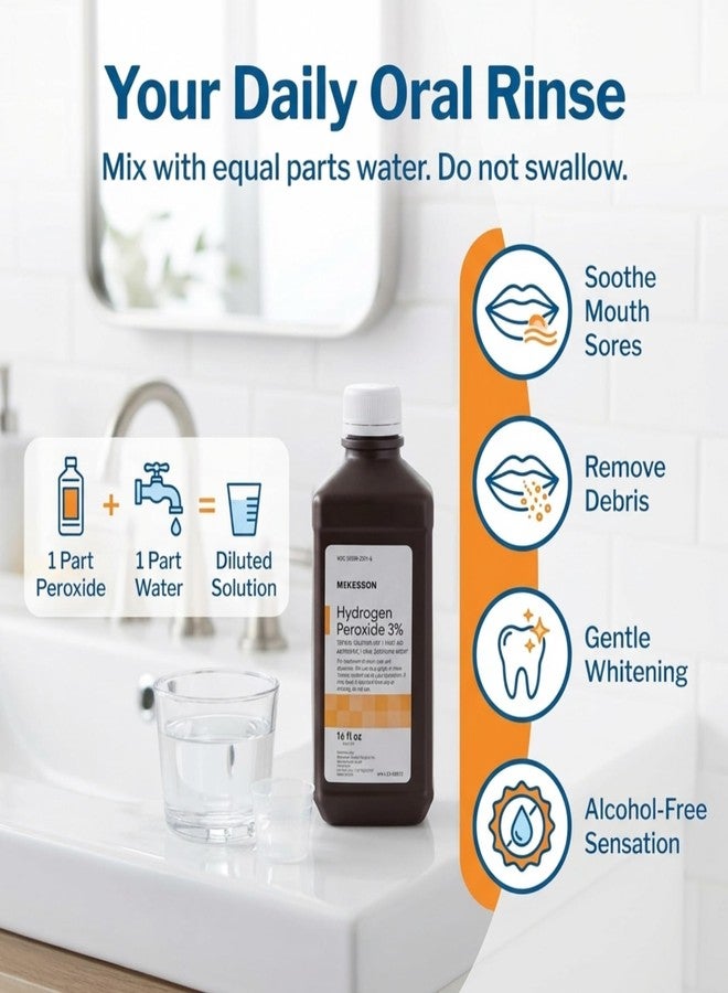 McKesson Hydrogen Peroxide 3%, 16 oz [Pack of 1] Topical Solution USP, First Aid Antiseptic, Oral Debriding Agent - Image 5