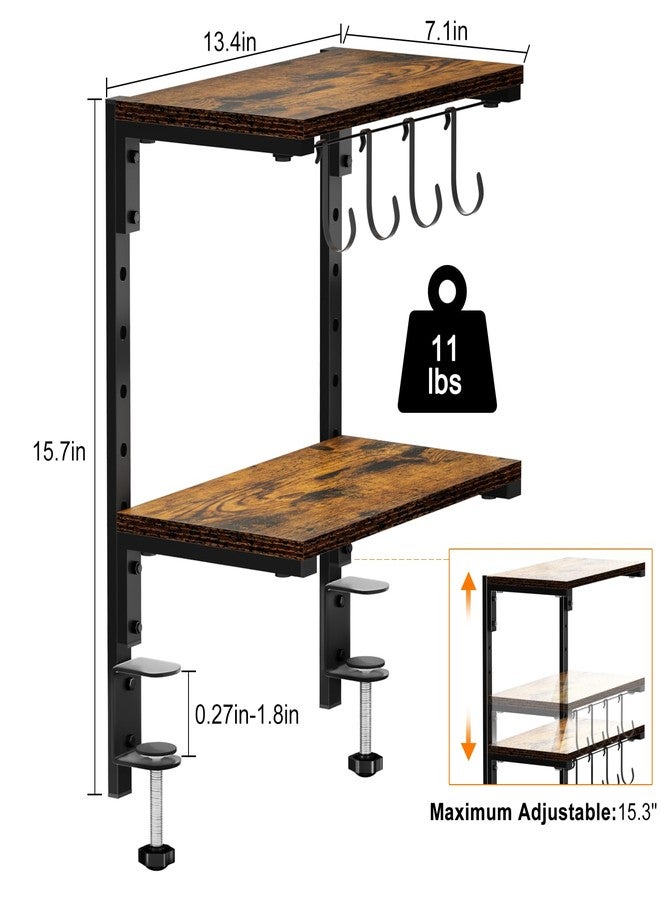 AUATRONNE Clamp-On Desk Organizer Shelf, 13 inch Adjustable Height and Versatile Hook, Above or Below Desk 2-Tier Shelving, Shelving for Table Accessories, Gaming Devices, and More - Image 2