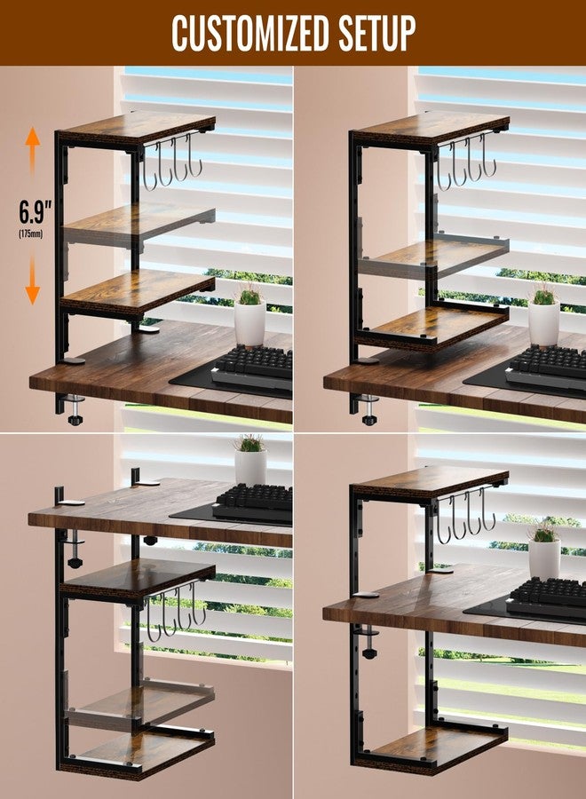 AUATRONNE Clamp-On Desk Organizer Shelf, 13 inch Adjustable Height and Versatile Hook, Above or Below Desk 2-Tier Shelving, Shelving for Table Accessories, Gaming Devices, and More - Image 3