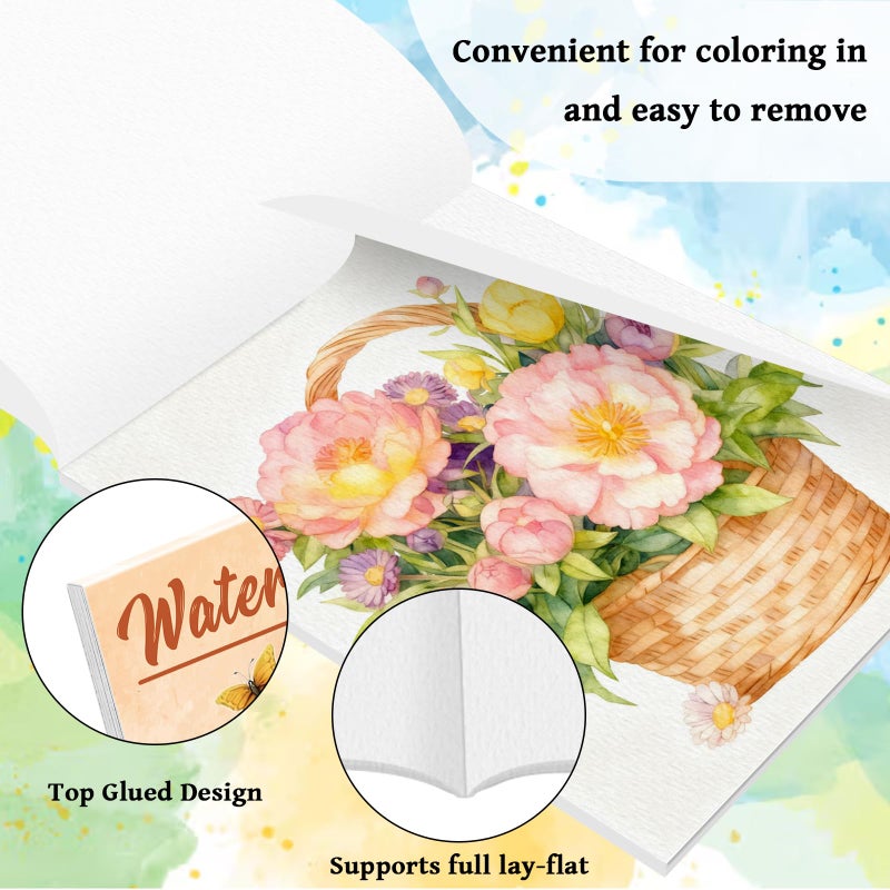 Kalysky 8.5 * 11" Watercolor Workbook,3 Watercolor Coloring Books for Adults,Water Color Book kit for Adults Beginner,160GSM Cold Press Textured Thick Paper - Image 5