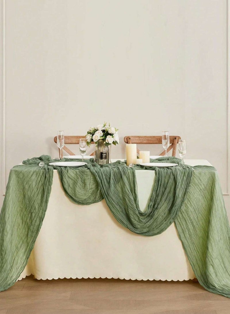 1pc Crinkle Cheese Cloth Table Cloth For Wedding, Bride, Birthday Party Rectangular And Round Dining Table Decor Back To School Valentine Day90*300 cm  - Image 3