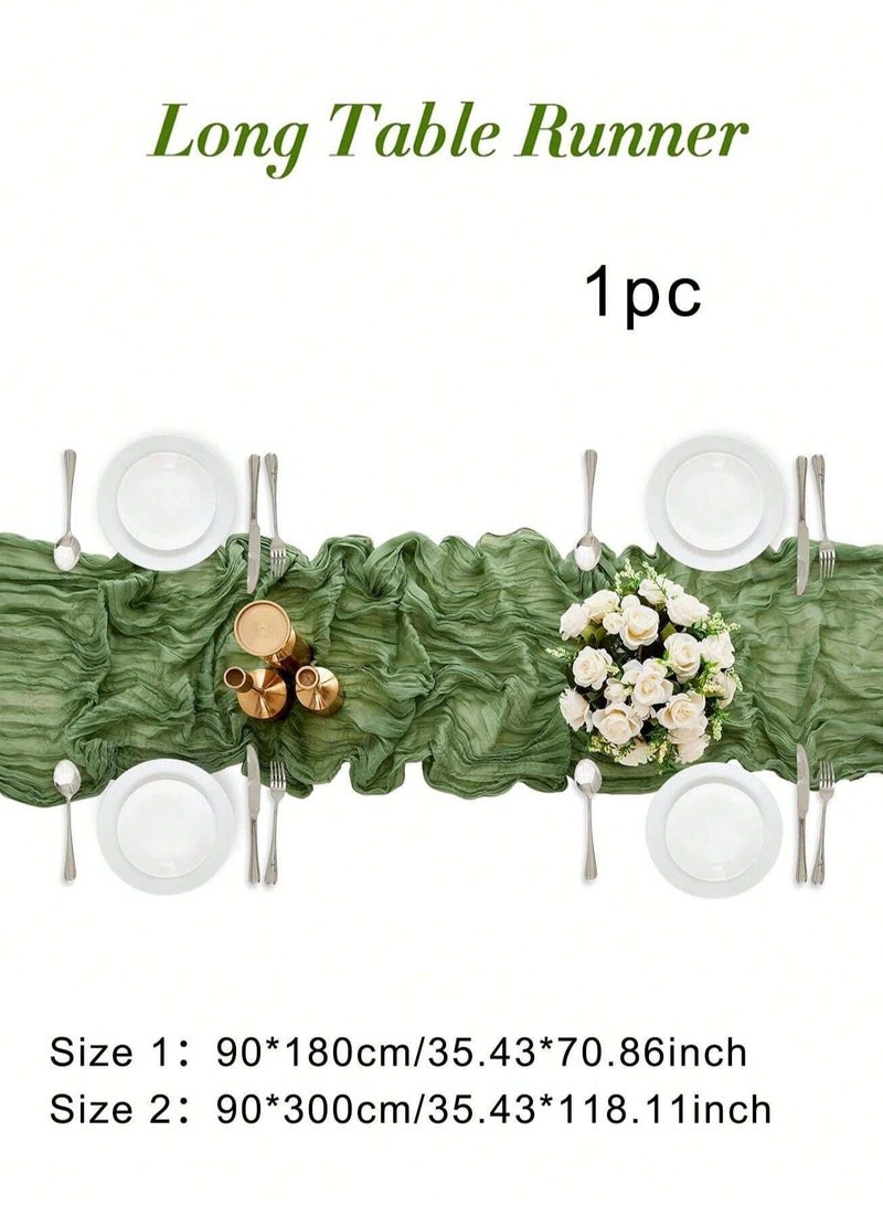 1pc Crinkle Cheese Cloth Table Cloth For Wedding, Bride, Birthday Party Rectangular And Round Dining Table Decor Back To School Valentine Day90*300 cm  - Image 2