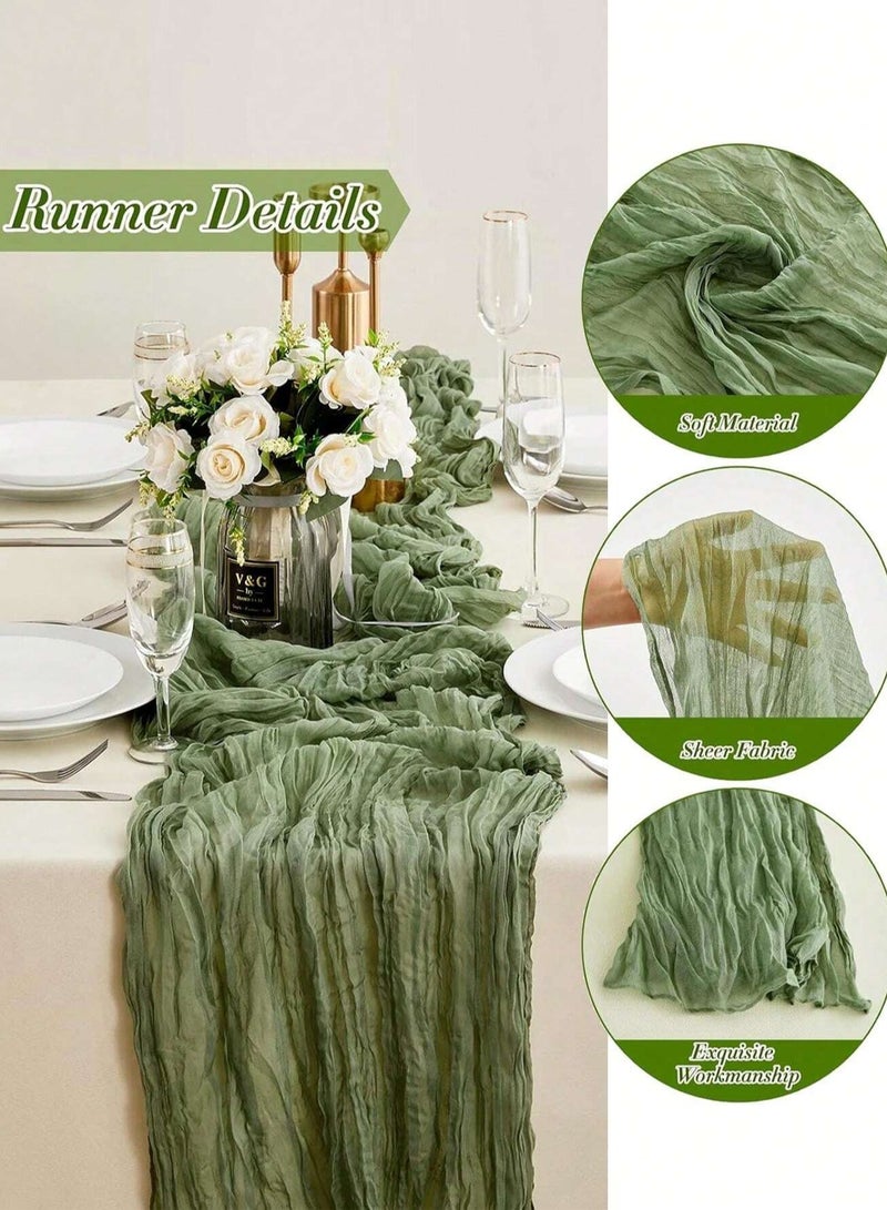 1pc Crinkle Cheese Cloth Table Cloth For Wedding, Bride, Birthday Party Rectangular And Round Dining Table Decor Back To School Valentine Day90*300 cm  - Image 1