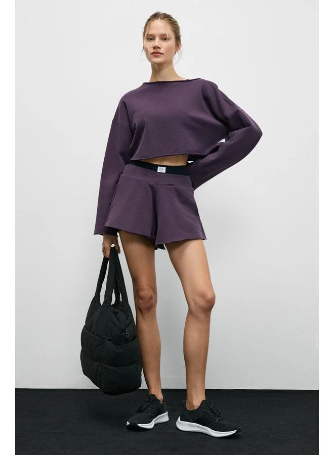 Urban Beat CYBELE Women's Boat Neck Oversize Long Sleeve Purple Sweatshirt.
