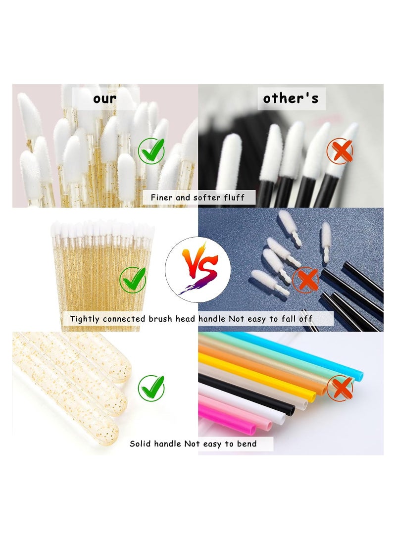 Disposable Crystal Lip Brushes Stick, 100 Pcs Lip Gloss Brushes Lipstick Applicator, Makeup Beauty Brushes for Lipstick Lip Gloss Lip Mask Eyeshadow, Yellow - Image 3