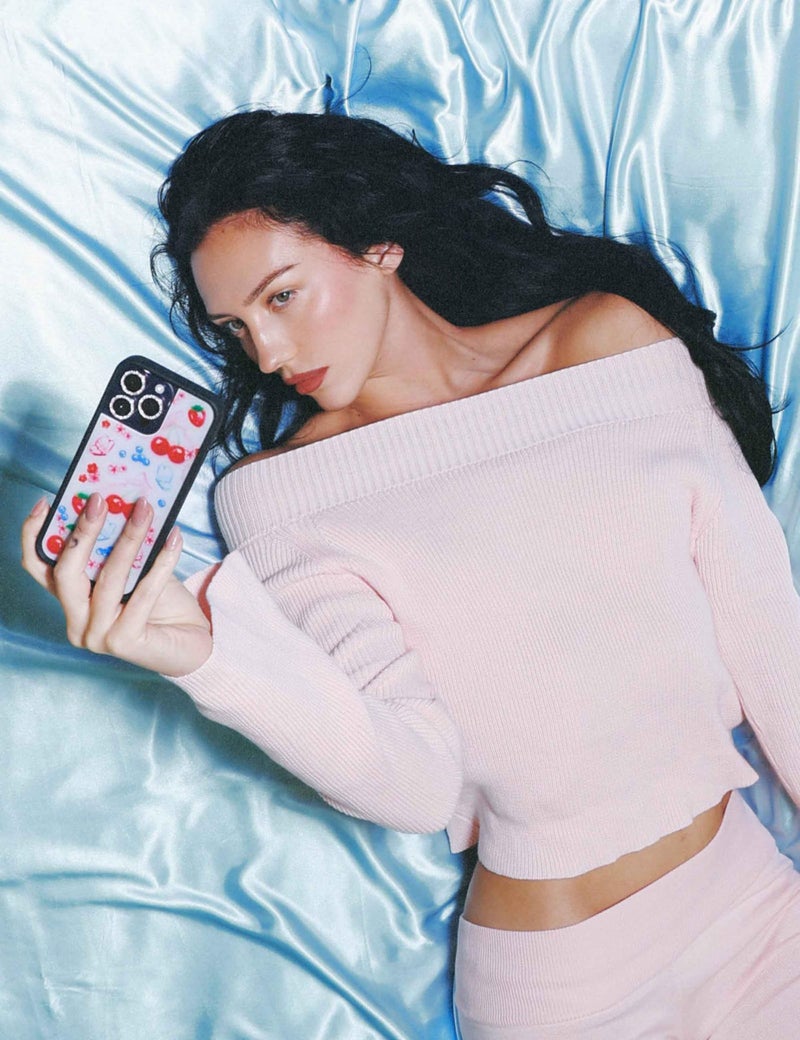 Wildflower Cases - Compatible with iPhone 15 Pro Max | Protective Black Bumper, 6.5ft Drop Test Certified, Women Owned Small Business | Blue White Red Trendy Fruit Cherry | Sweet Cherries - Image 4