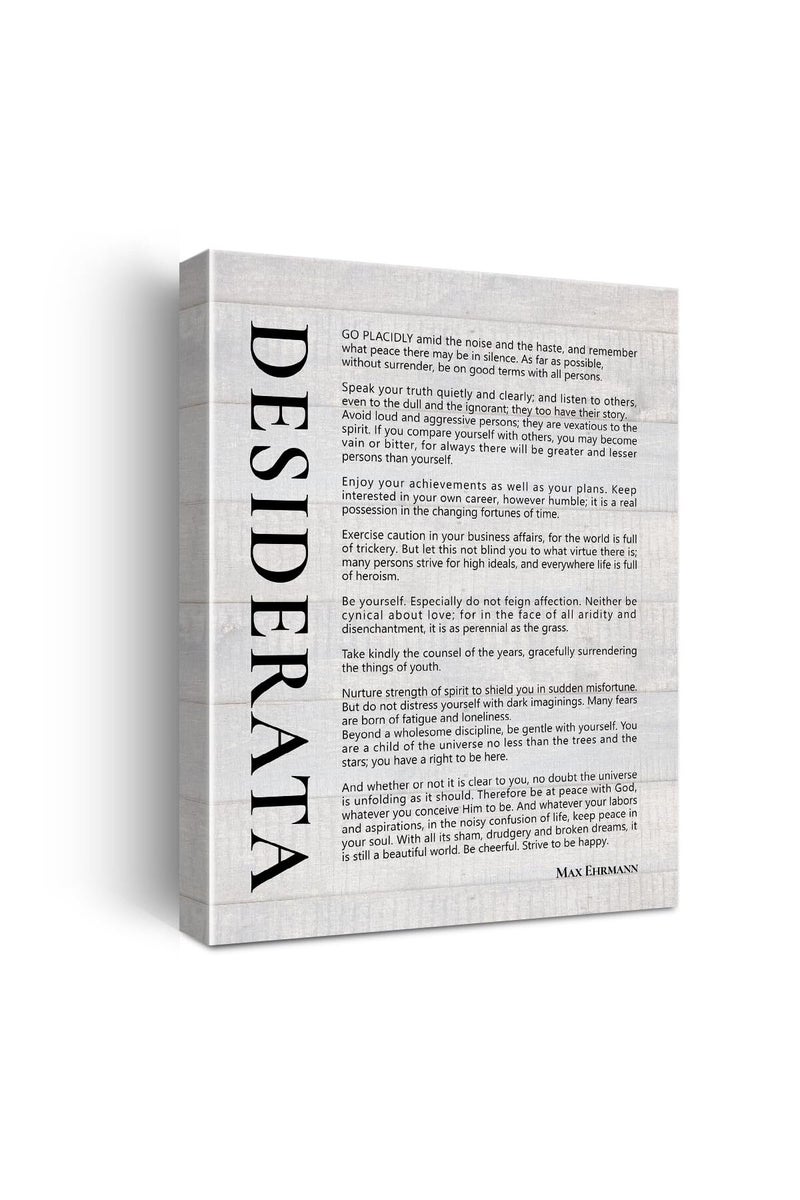 Hijie Desiderata Literature Quote Poster Canvas Wall Art for Office Home Decor - Motivational Literaty Canvas Print Wall Art Painting Ready to Hang Gifts - Easel & Hanging Hook 12x15 Inch - Image 1