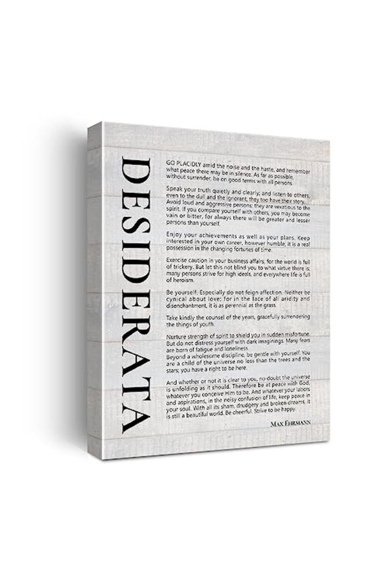 Hijie Desiderata Literature Quote Poster Canvas Wall Art for Office Home Decor - Motivational Literaty Canvas Print Wall Art Painting Ready to Hang Gifts - Easel & Hanging Hook 12x15 Inch - Image 2