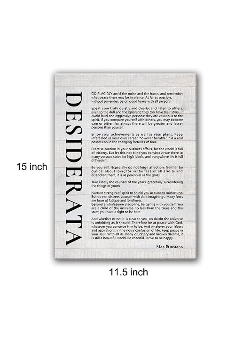 Hijie Desiderata Literature Quote Poster Canvas Wall Art for Office Home Decor - Motivational Literaty Canvas Print Wall Art Painting Ready to Hang Gifts - Easel & Hanging Hook 12x15 Inch - Image 3