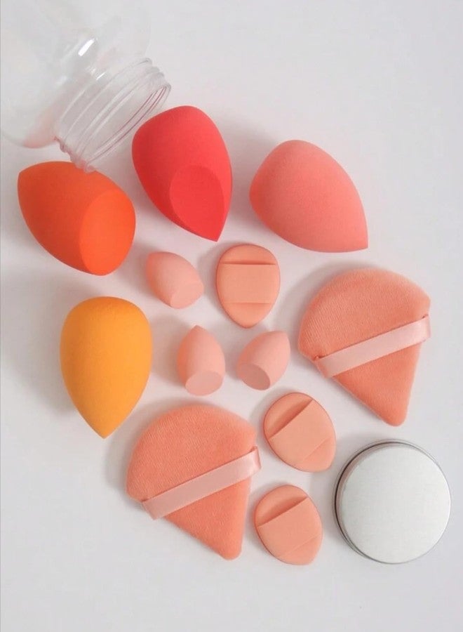 FEELHIGH مجموعة إسفنجات تجميل فاخرة مكونة من 12 قطعة مع علبة تخزين - 4 إسفنجات مكياج، 3 إسفنجات صغيرة، 3 إسفنجات للأصابع، وإسفنجتان مثلثتان الشكل للحصول على نتائج مكياج احترافية - Image 3