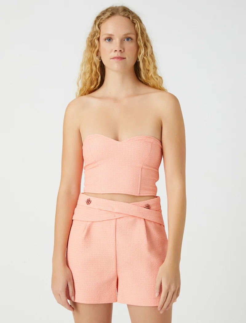 KOTON Strapless Tweed Bustier
