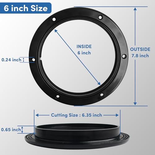 VEITHI 6" Circular Non Slip Inspection Hatch -Boat Hatch Deck Plate with Detachable Cover for RV Marine Boat Kayaks Yacht - Boat Round Non Slip Inspection Hatch with Screws （Black） - Image 2