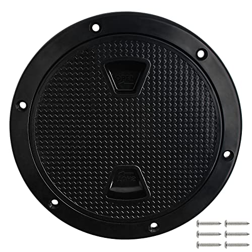 VEITHI 6" Circular Non Slip Inspection Hatch -Boat Hatch Deck Plate with Detachable Cover for RV Marine Boat Kayaks Yacht - Boat Round Non Slip Inspection Hatch with Screws （Black） - Image 1
