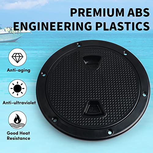 VEITHI 6" Circular Non Slip Inspection Hatch -Boat Hatch Deck Plate with Detachable Cover for RV Marine Boat Kayaks Yacht - Boat Round Non Slip Inspection Hatch with Screws （Black） - Image 3