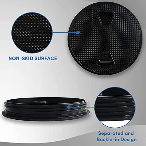 VEITHI 6" Circular Non Slip Inspection Hatch -Boat Hatch Deck Plate with Detachable Cover for RV Marine Boat Kayaks Yacht - Boat Round Non Slip Inspection Hatch with Screws （Black） - Image 4