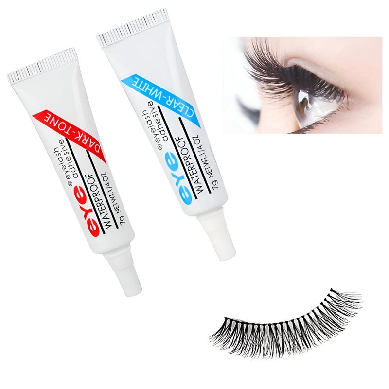 Eyelash Glue - Make your lashes shine with our advanced adhesive that ensures perfect hold and natural look thanks to its latex-free formula for all skin types (2 Pack) - Image 1