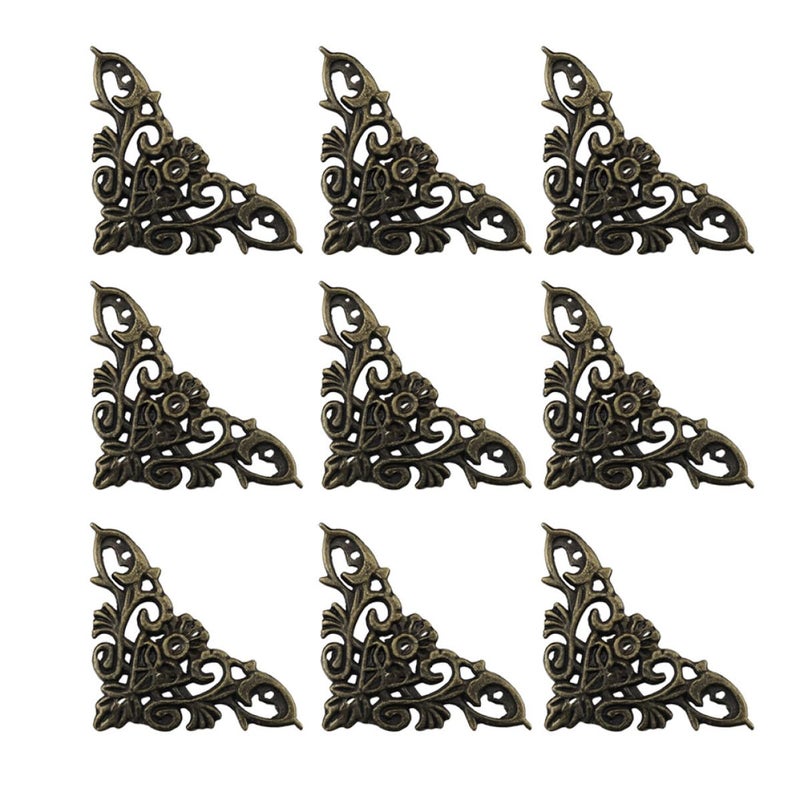 Antique Alloy Metal Box Corner Protectors 12pcs Triangle Edge Guards For Furniture Safety Vintage Decor - Image 2