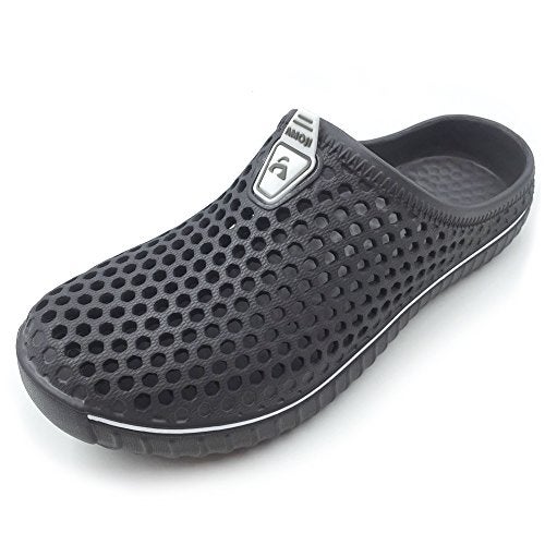 Amoji Garden Clogs Shower Shoes Rubber Sandals Yard Beach Pool House Summer Slipper 1702 Grey 10 Women/8.5 Men - Image 1