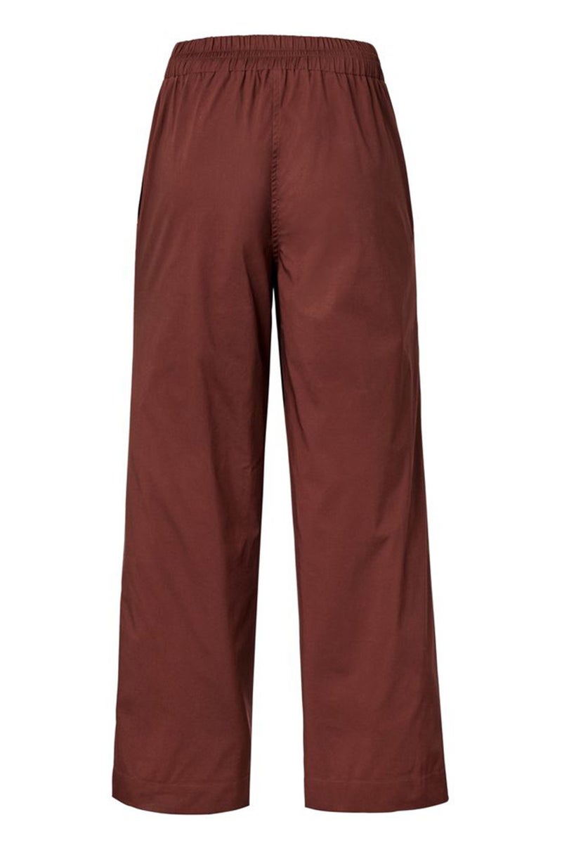 Tchibo Women Modern Fit Plain Wide Leg Pant, Brown - Image 3
