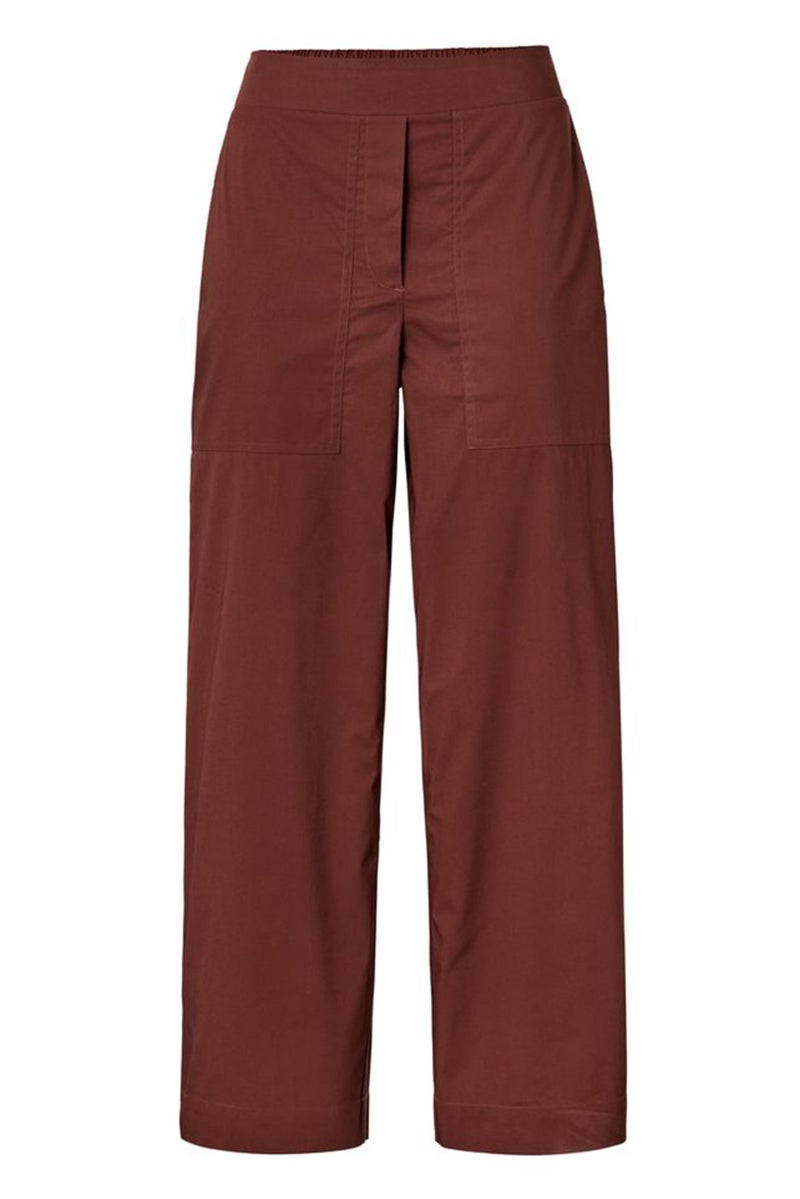 Tchibo Women Modern Fit Plain Wide Leg Pant, Brown - Image 2