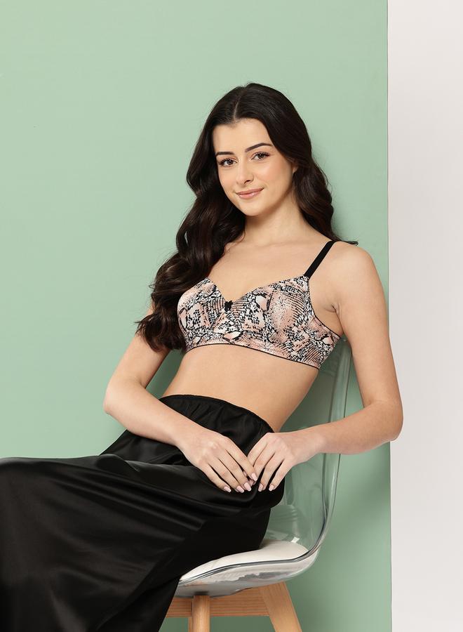 Leading Lady Peach Printed Lightly Padded Non Wired T-Shirt Bra - Image 4