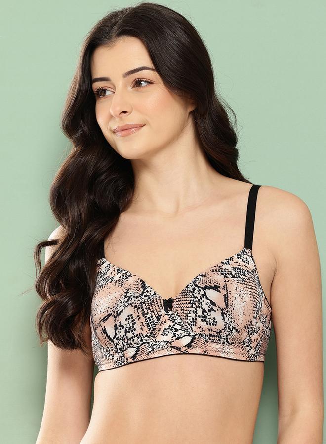 Leading Lady Peach Printed Lightly Padded Non Wired T-Shirt Bra - Image 1