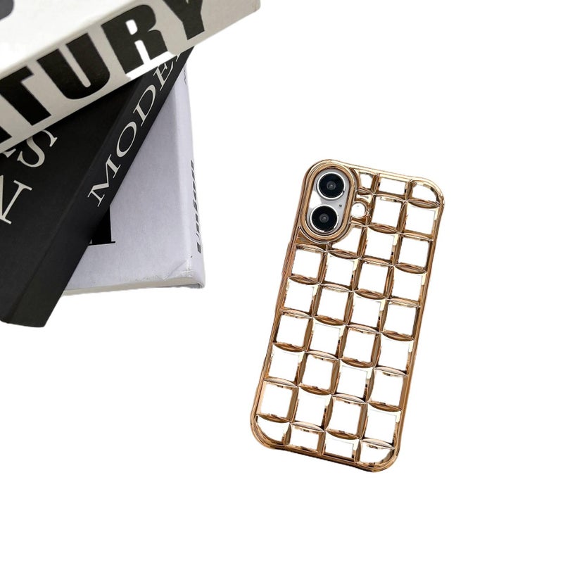 BB غطاء واقي بTPU لـ iPhone 17 / 17 Air / 17 Pro / 17 Pro Max مع حماية من السقوط ومقاوم لبصمات الأصابع مع مقاوم للصدمات مع نقش ثلاثي الأبعاد لمكعب مع مقاوم للخدش باللون Gold من مادة. - Image 1