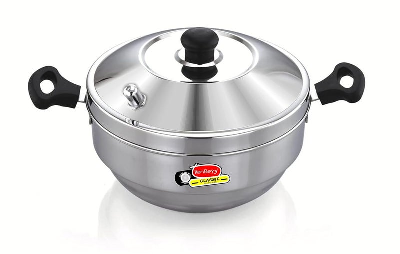 KenBerry Classic15 Stainless Steel Induction Standard Idli Maker Dhokla Maker Idli Cooker Multi Kadhai Idly Induction Stove Compatible 3 Idli Plate 1 Steamer Plate 15 Idli - Image 2